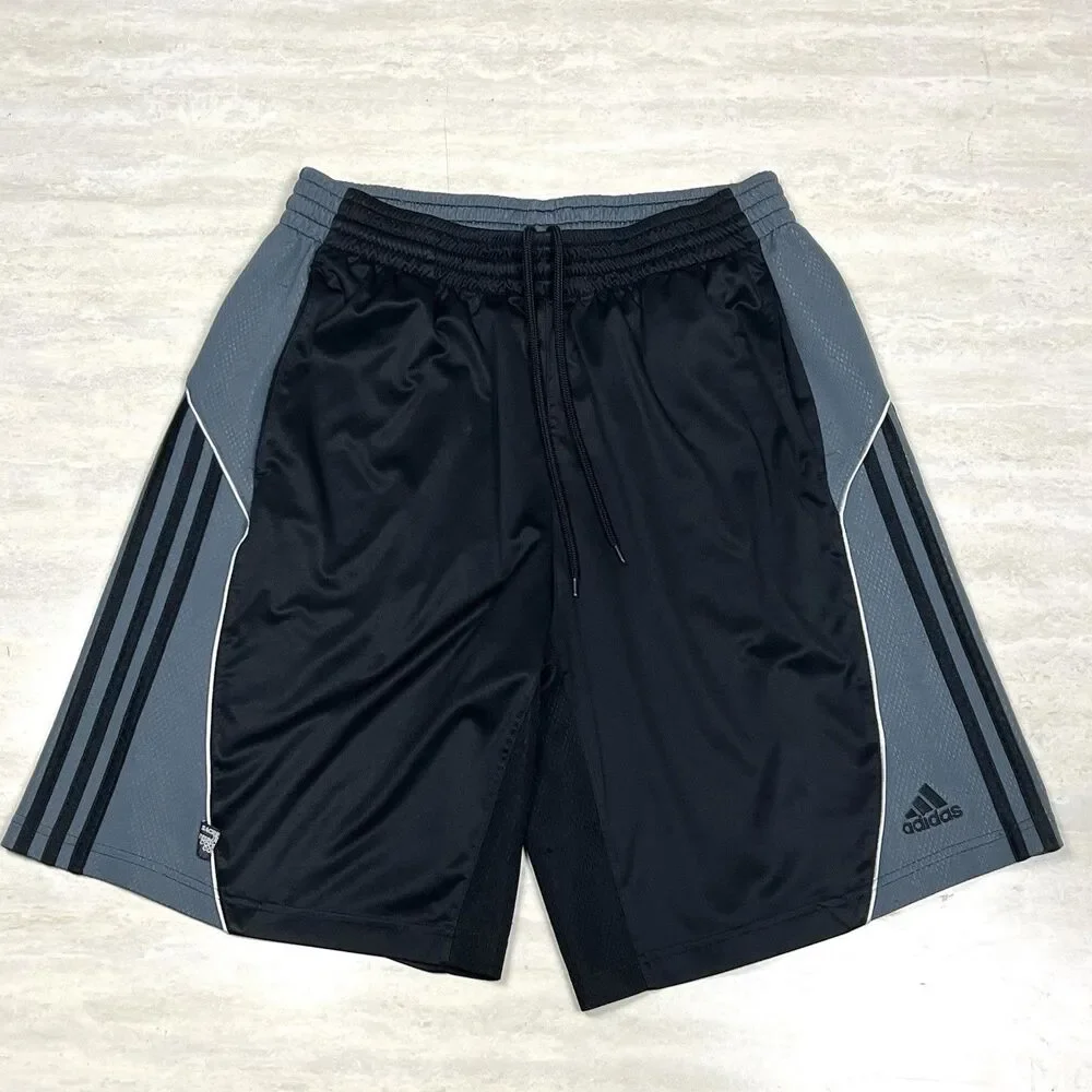Adidas Shorts Mens M Black Gray Mesh Basketball Gym Performance Athletic